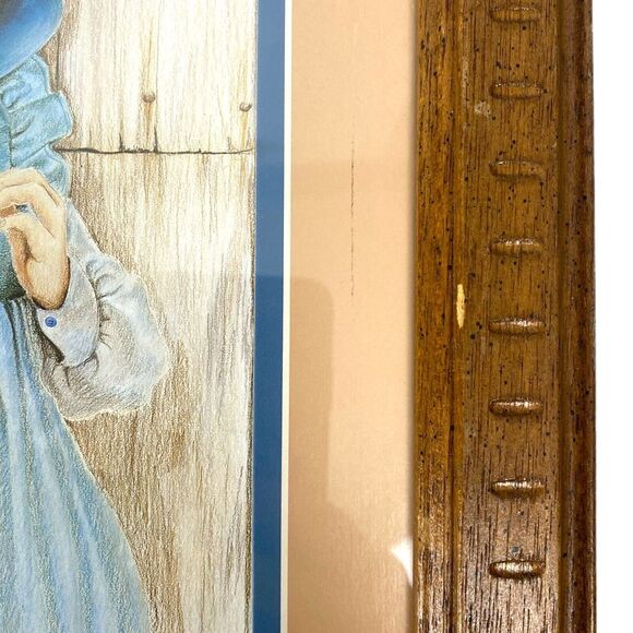 Kathleen Casey 1980s Framed Pictures Boy Girl‎ Hexagon 2 PC Vintage Decor A18G - Picture 5 of 12